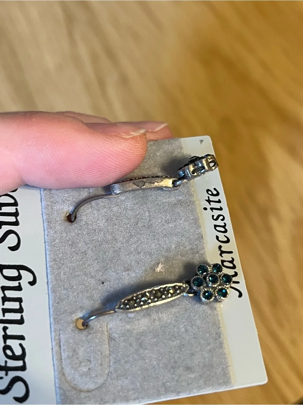 Sterling silver blue marcasite earring bundle - Picture 7 of 7